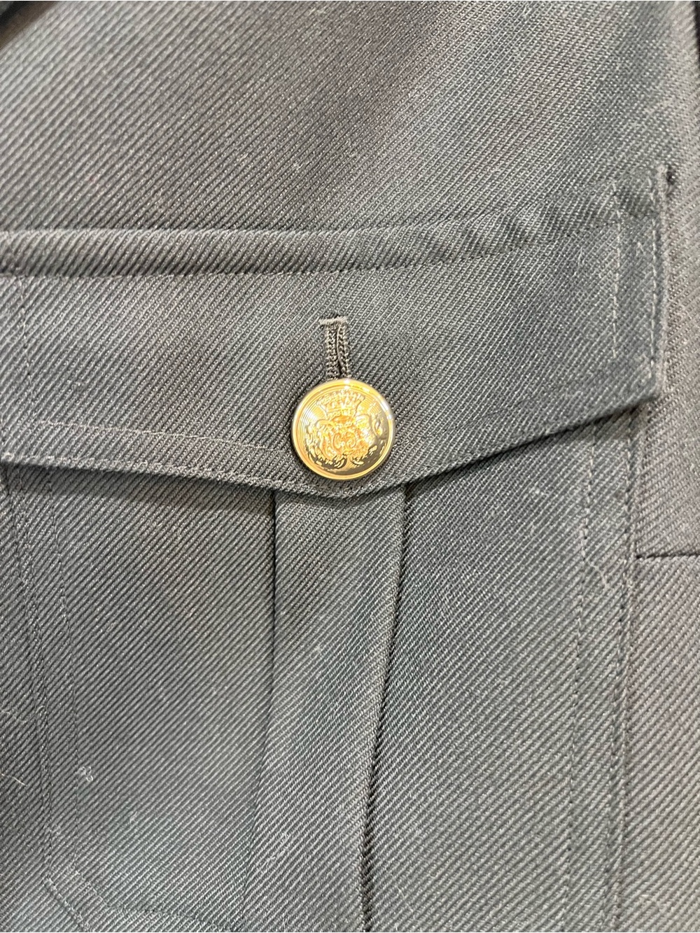 REISS Black Military Cropped Jacket Gold Crest Buttons Size 8 NWOT - Picture 5 of 10